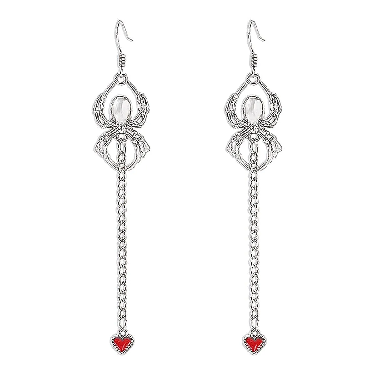 Red Enamel & Silvertone Spider Heart Drop Earring sold by Zulily