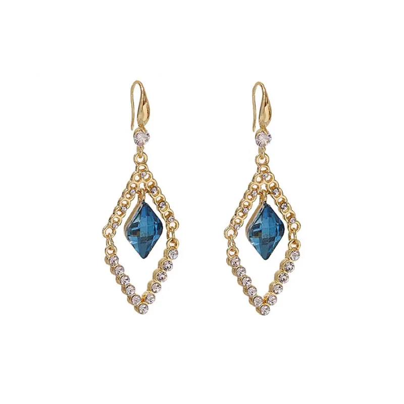 Blue Crystal & Cubic Zirconia Diamond Drop Earrings made by Zulily