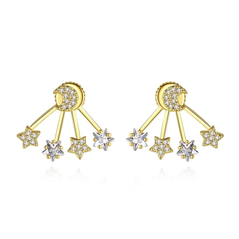 Crystal & Goldtone Moon & Star Ear Jackets made by Zulily