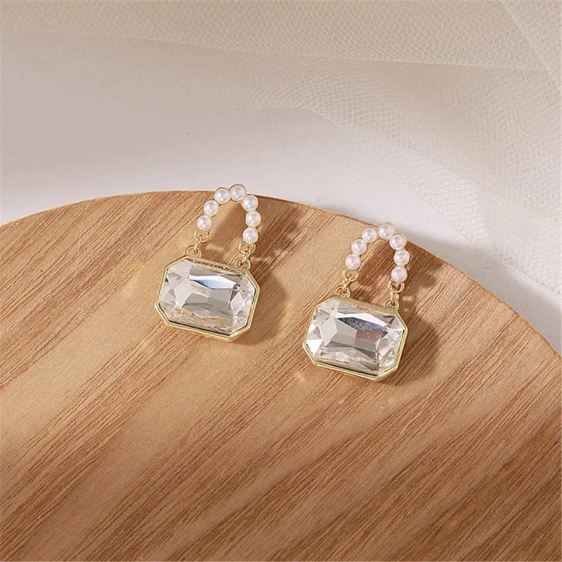 Pearl & Crystal Goldtone Handbag Drop Earrings made by Zulily