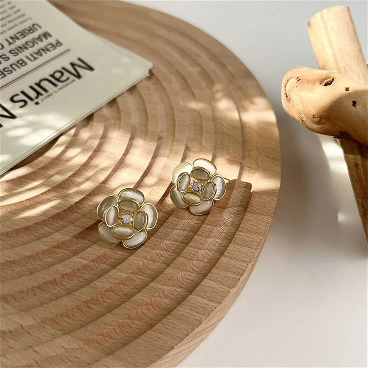 Cats Eye & Cubic Zirconia Flower Stud Earrings sold by Zulily product image thumbnail 5