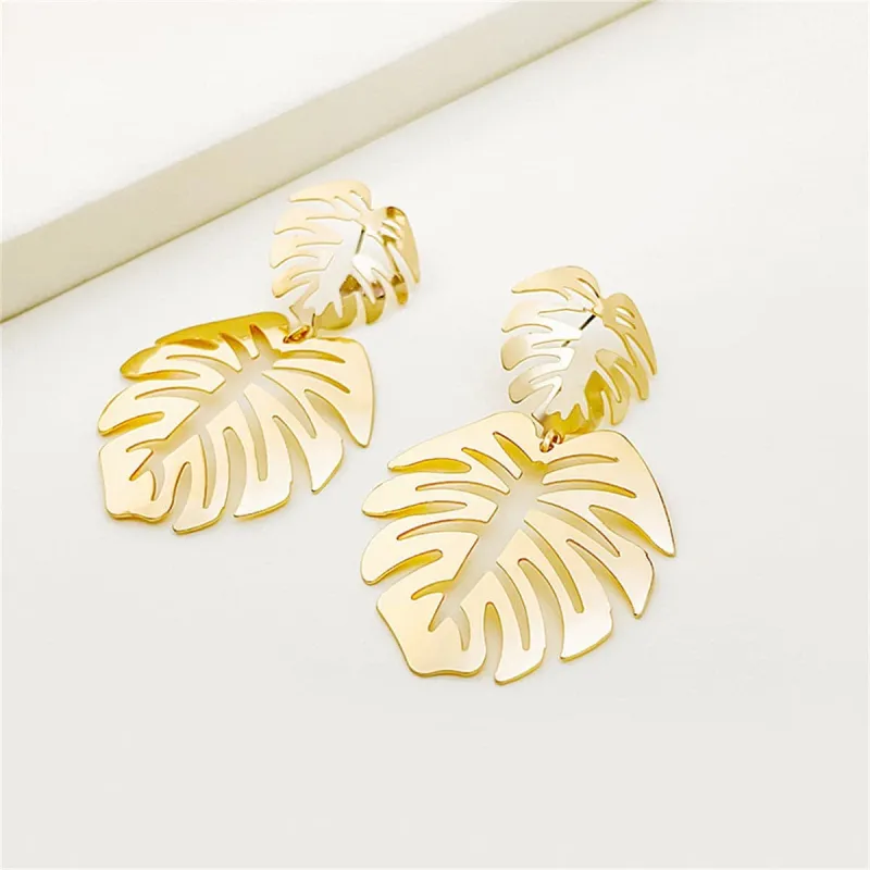 Goldtone Palm Leaves Drop Earrings made by Zulily