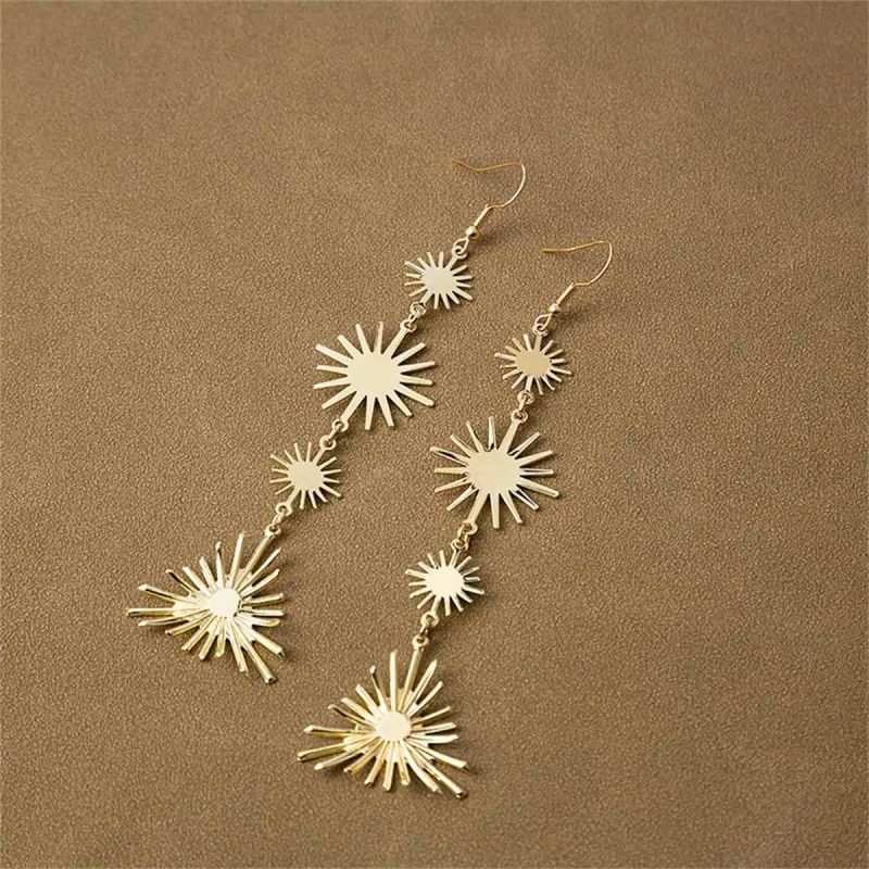Goldtone Starburst Link Drop Earrings made by Zulily