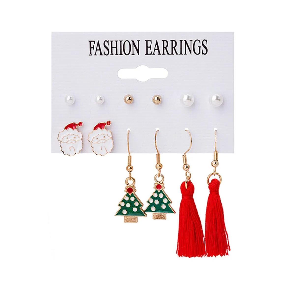 Pearl & Red Christmas Tree Santa Tassel Stud & Drop Earrings Set sold by Zulily