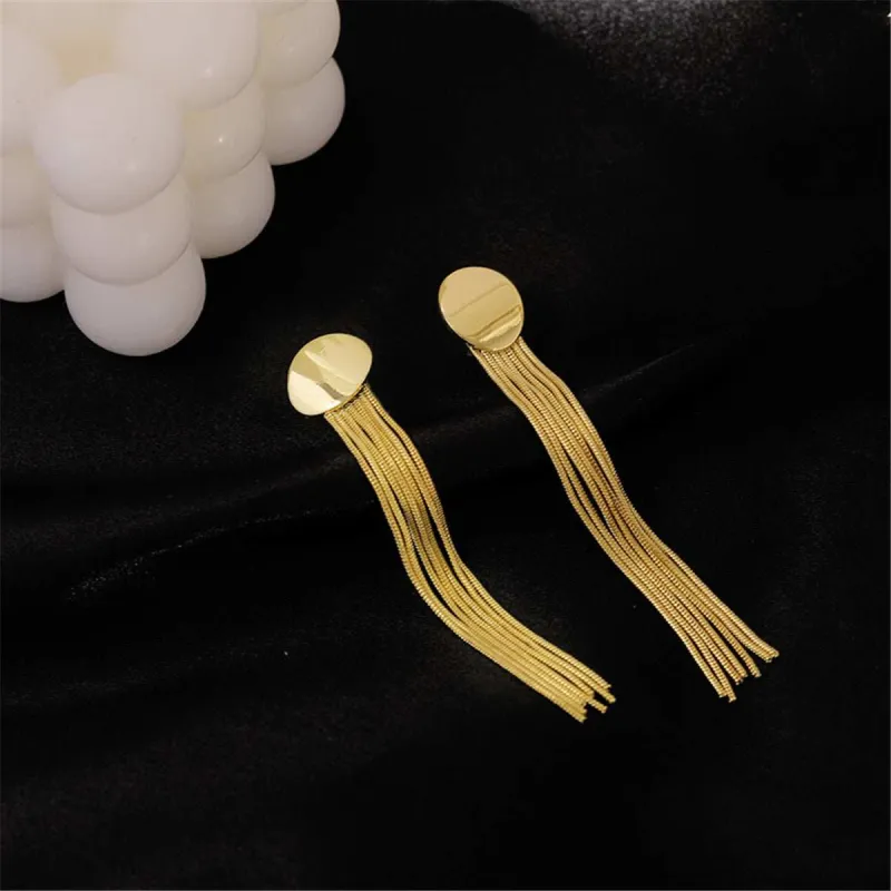 Goldtone Oval Tassel Drop Earrings made by Zulily