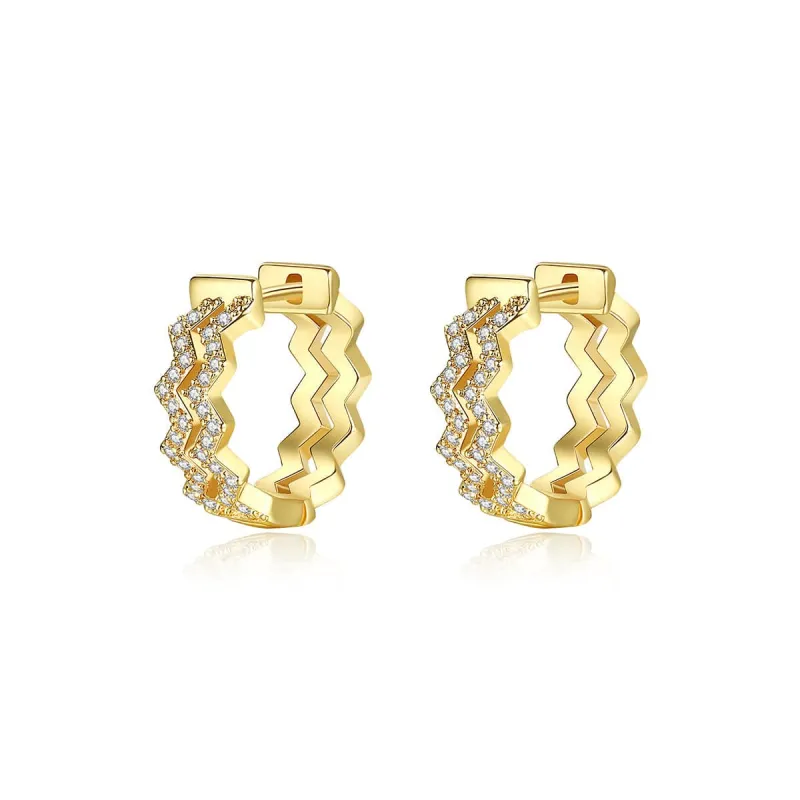 Cubic Zirconia & Goldtone Layered Wave Huggie Earrings made by Zulily