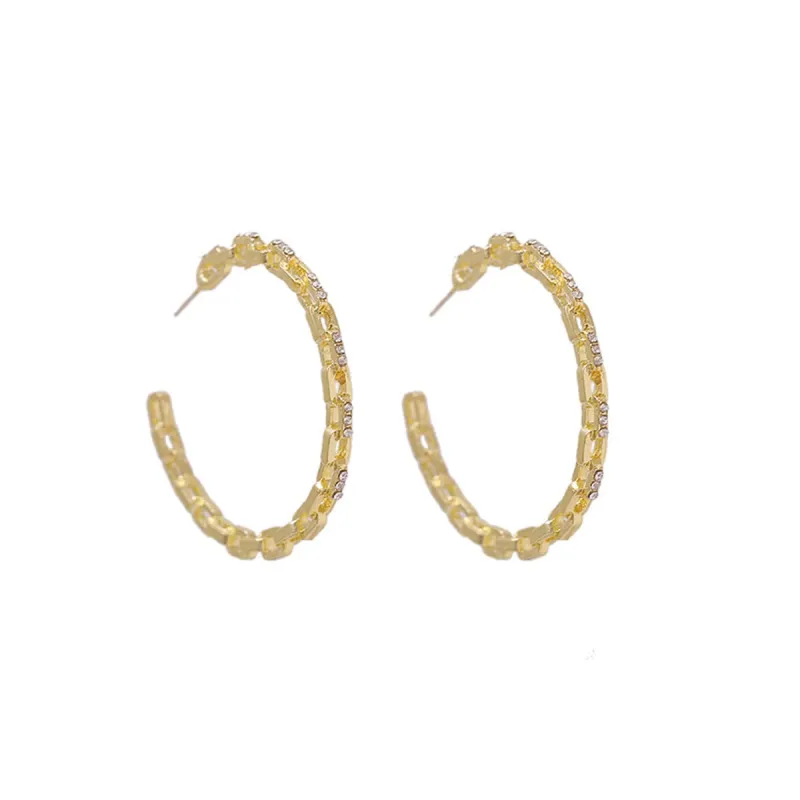 Cubic Zirconia & Goldtone Chain Hoop Earrings made by Zulily