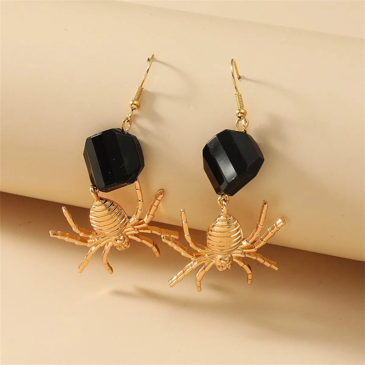 Black Acrylic & Goldtone Spider Drop Earrings sold by Zulily product image thumbnail 3