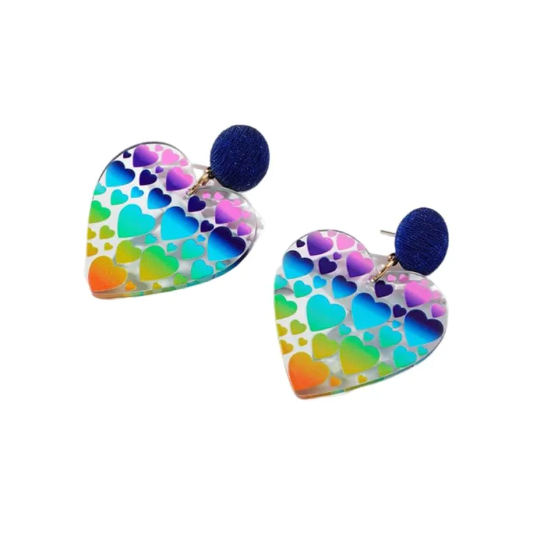 Blue & Yellow Rainbow Heart Drop Earrings made by Zulily
