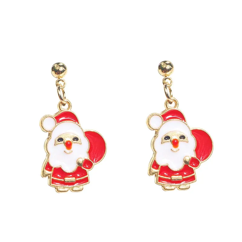 Red & White Enamel Goldtone Santa Drop Earrings made by Zulily