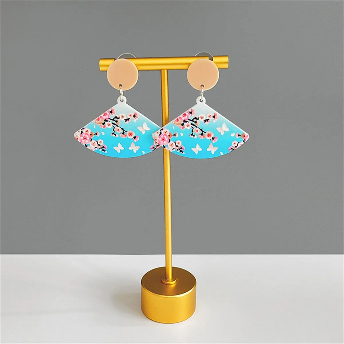 Blue & Pink Peach Blossom Fan Drop Earrings sold by Zulily