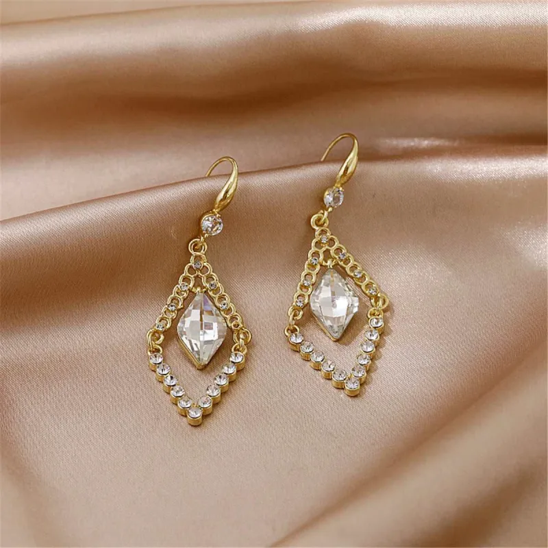 White Crystal & Cubic Zirconia Diamond Drop Earrings made by Zulily