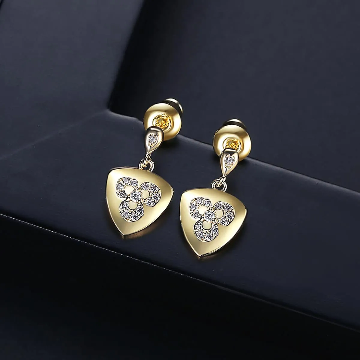 Cubic Zirconia & Goldtone Flower Shield Drop Earrings sold by Zulily product image thumbnail 2