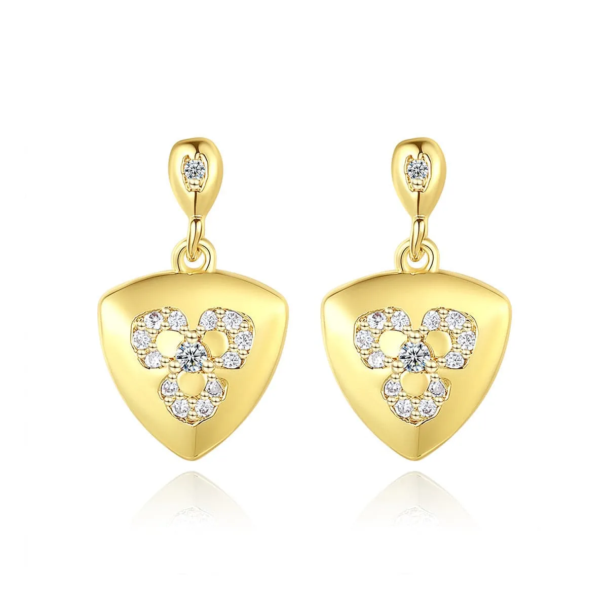 Cubic Zirconia & Goldtone Flower Shield Drop Earrings sold by Zulily