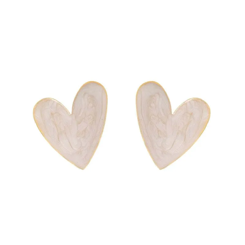 Blush Enamel & Goldtone Heart Stud Earrings made by Zulily