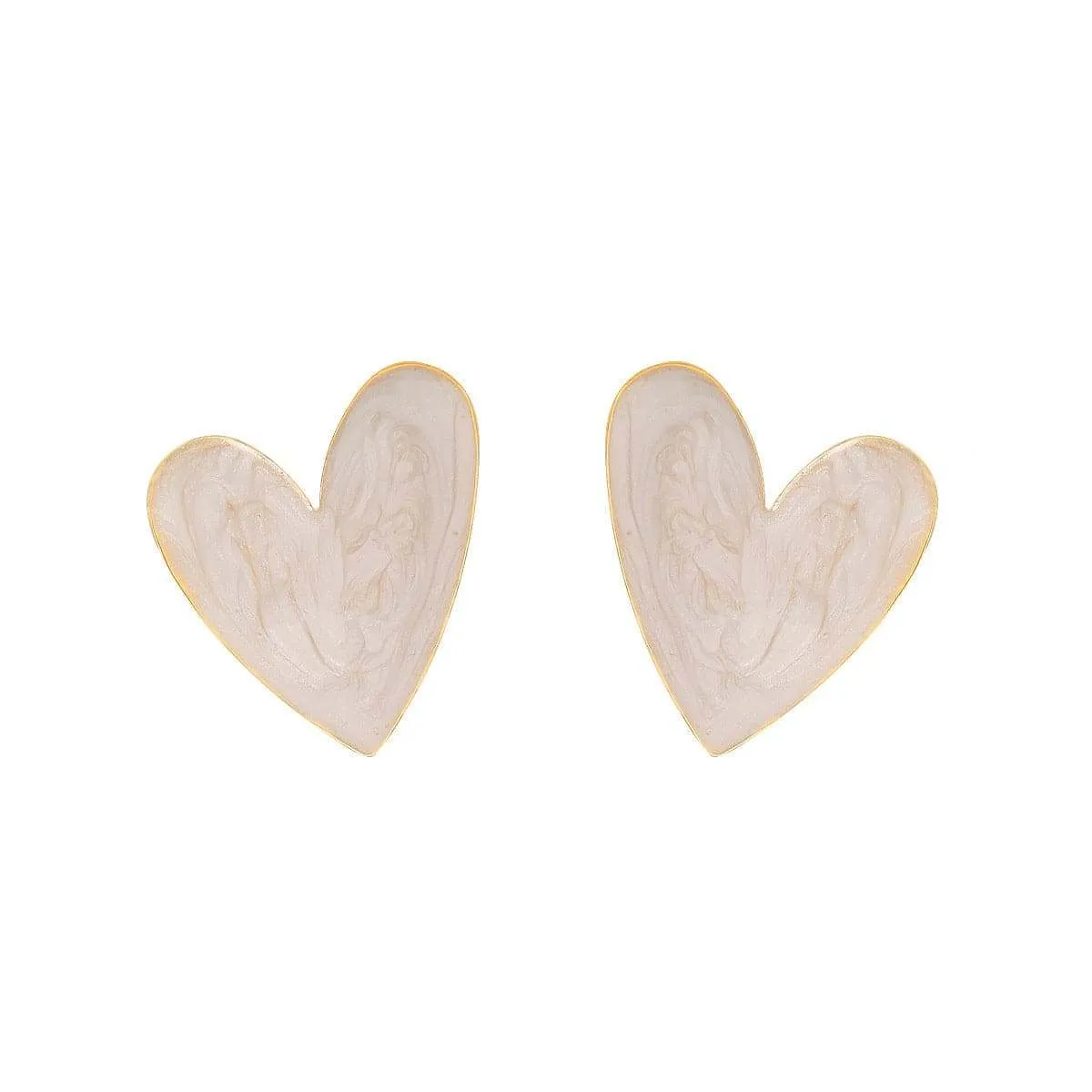 Blush Enamel & Goldtone Heart Stud Earrings sold by Zulily