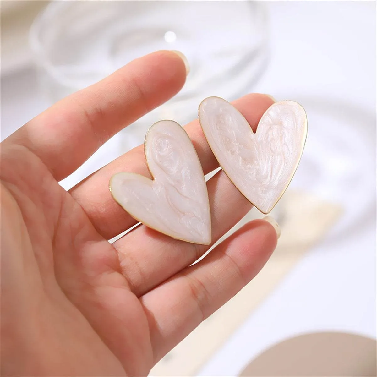Blush Enamel & Goldtone Heart Stud Earrings sold by Zulily product image thumbnail 2