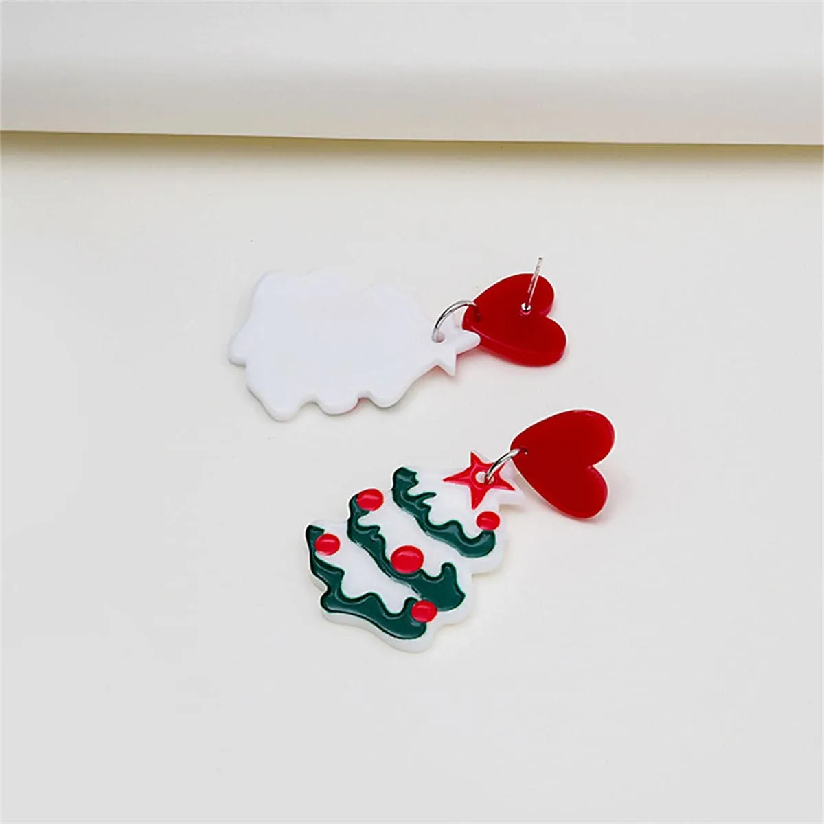 Red & White Heart Christmas Tree Drop Earrings sold by Zulily product image thumbnail 2