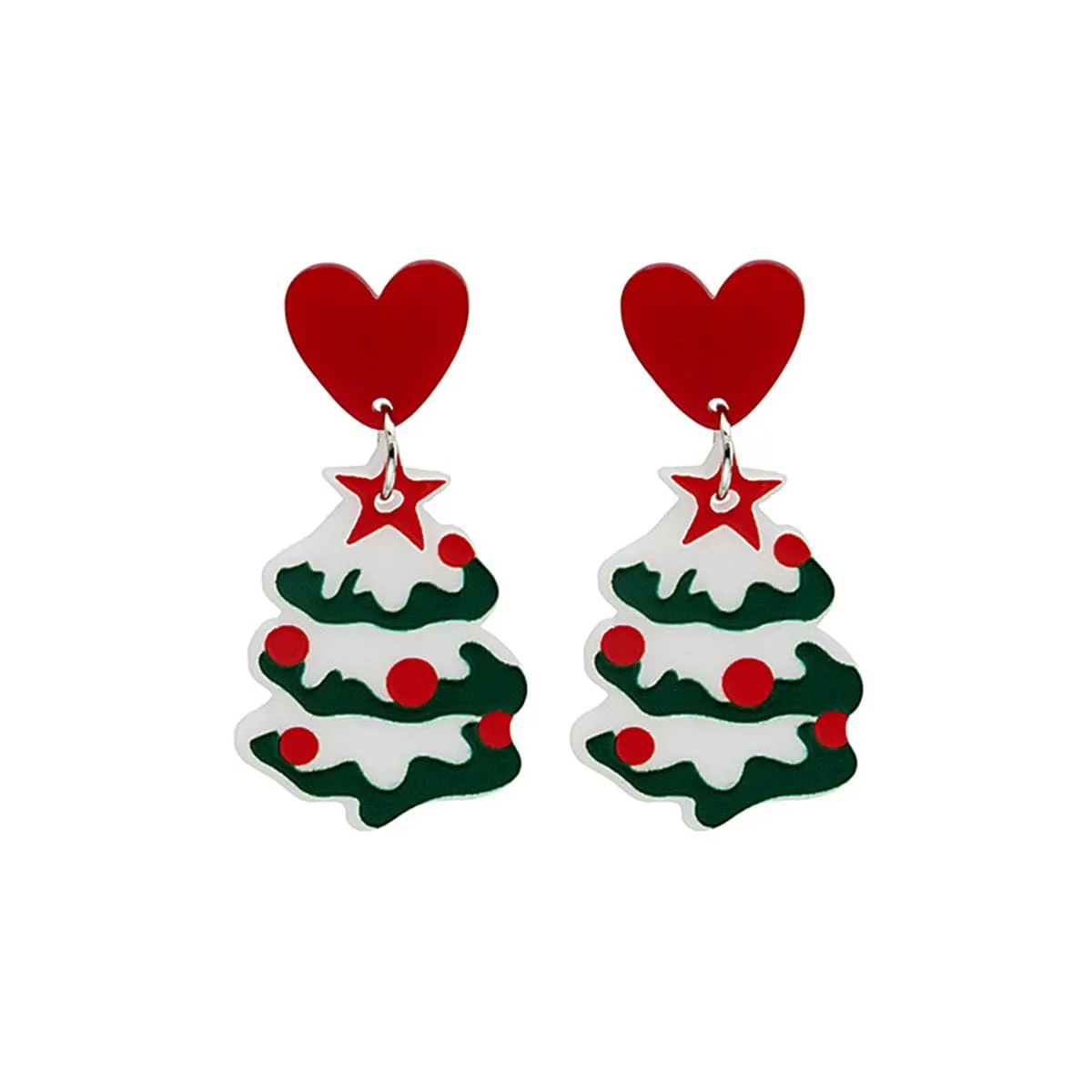 Red & White Heart Christmas Tree Drop Earrings sold by Zulily product image thumbnail 3