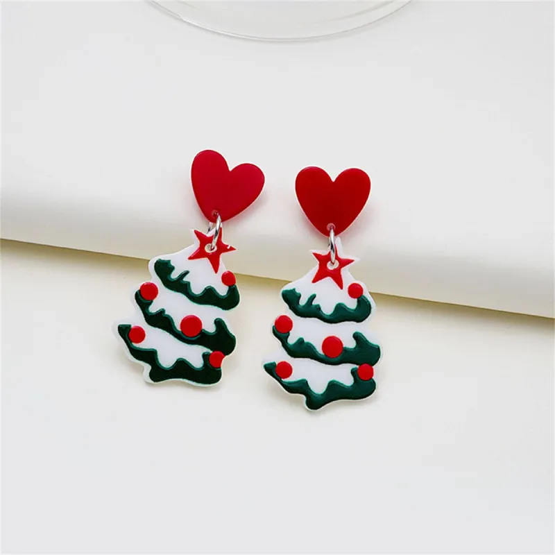 Red & White Heart Christmas Tree Drop Earrings made by Zulily