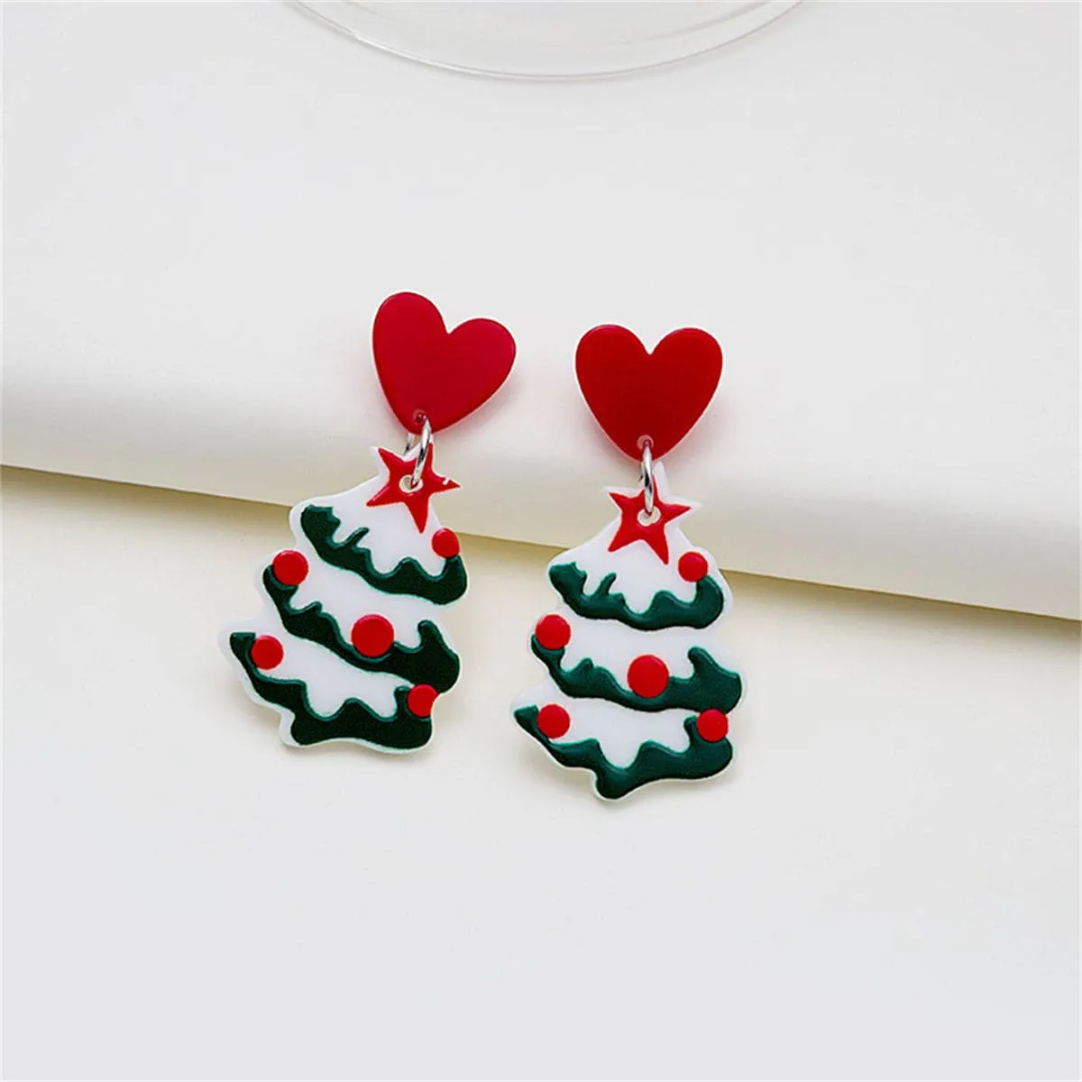 Red & White Heart Christmas Tree Drop Earrings sold by Zulily