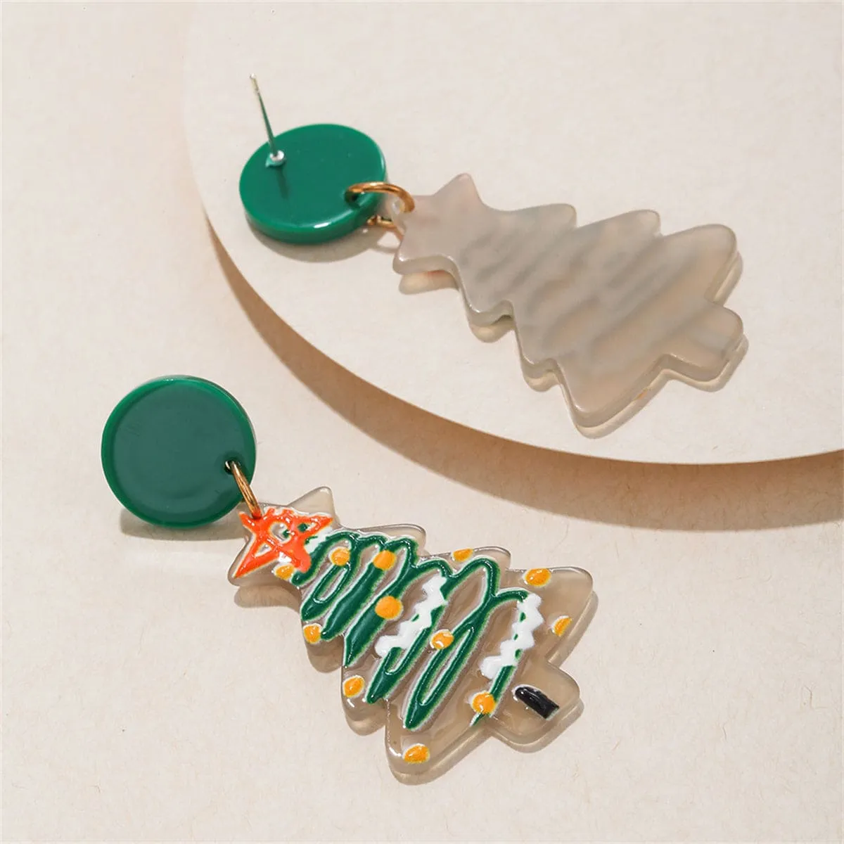 Light Green & White Christmas Tree Drop Earrings sold by Zulily product image thumbnail 3
