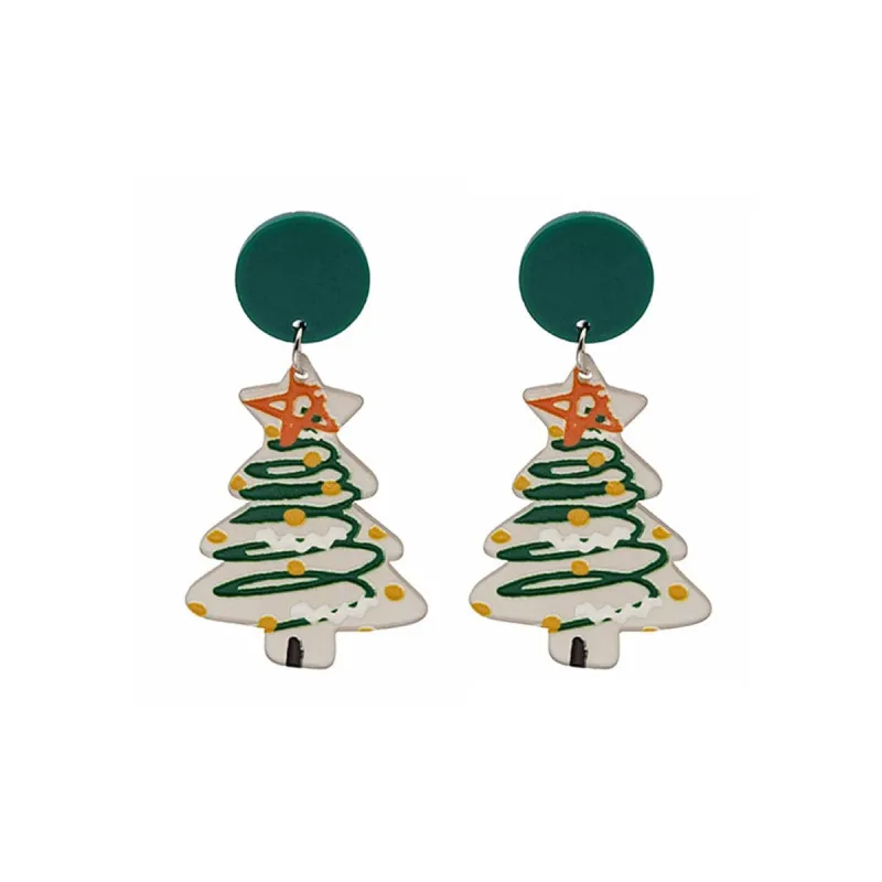 Light Green & White Christmas Tree Drop Earrings made by Zulily