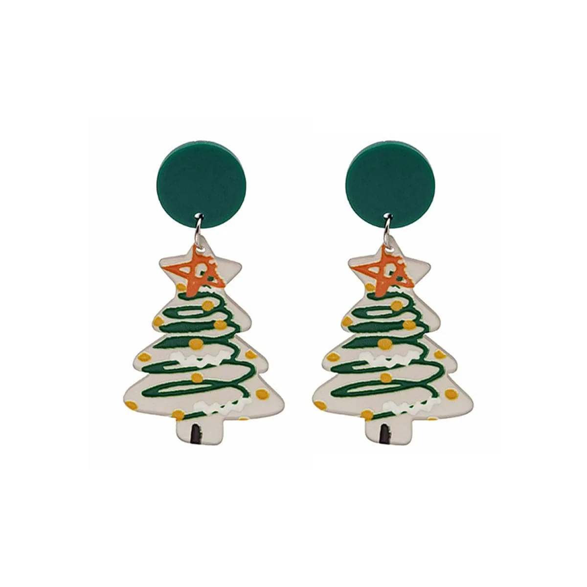 Light Green & White Christmas Tree Drop Earrings sold by Zulily