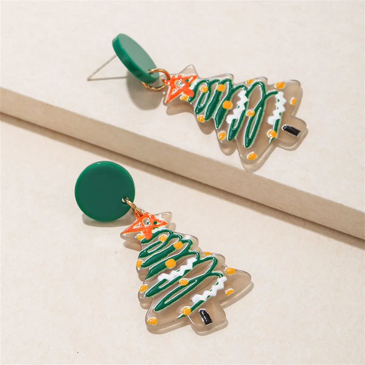 Light Green & White Christmas Tree Drop Earrings sold by Zulily product image thumbnail 2