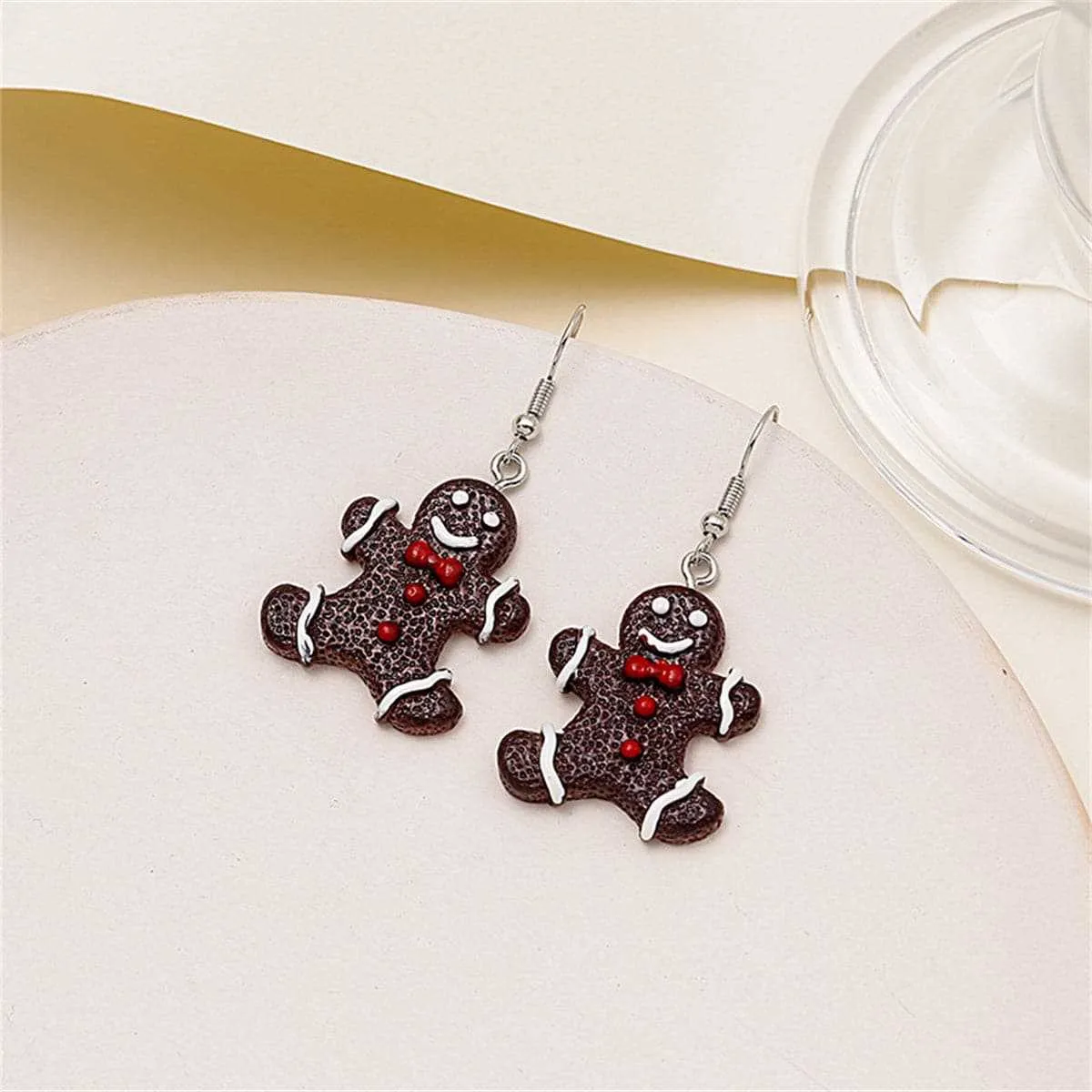 Brown & Red Gingerbread Man Drop Earrings sold by Zulily product image thumbnail 2