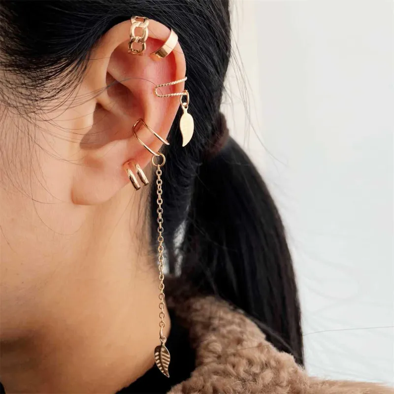 Goldtone Leaves Ear Cuff Set made by Zulily