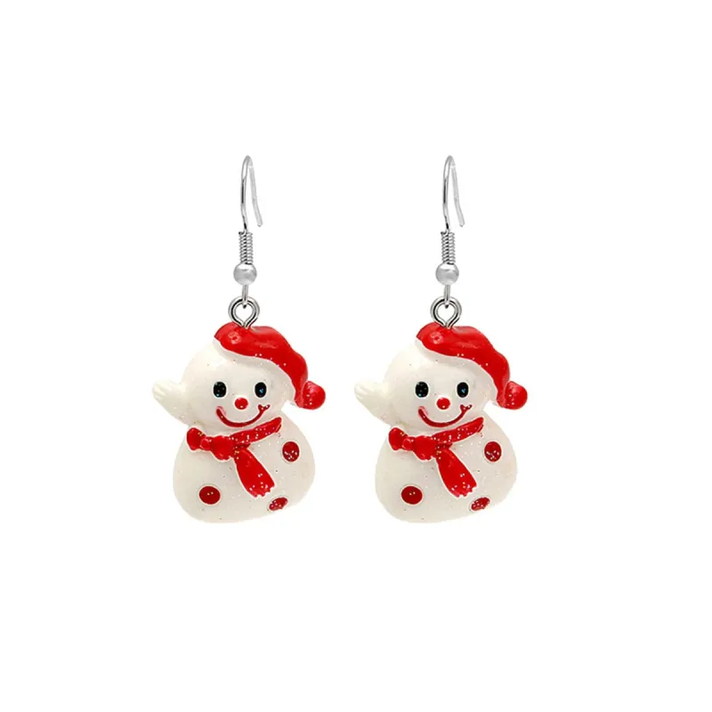White & Red Resin Snowman Drop Earrings made by Zulily
