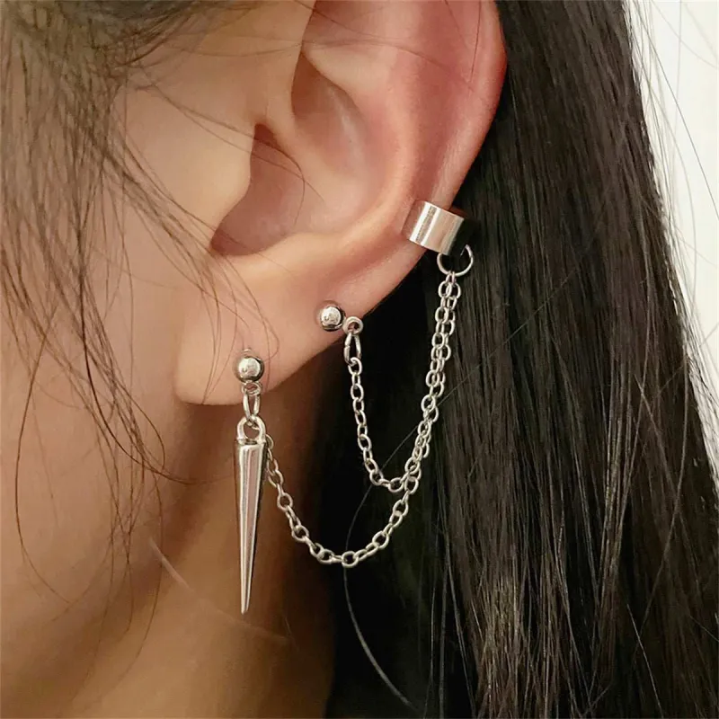 Silvertone Awl Dangle Earring & Ear Cuff Set made by Zulily