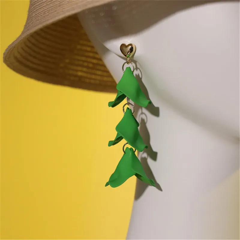 Green Enamel & Goldtone Leaf Sprig Drop Earrings made by Zulily