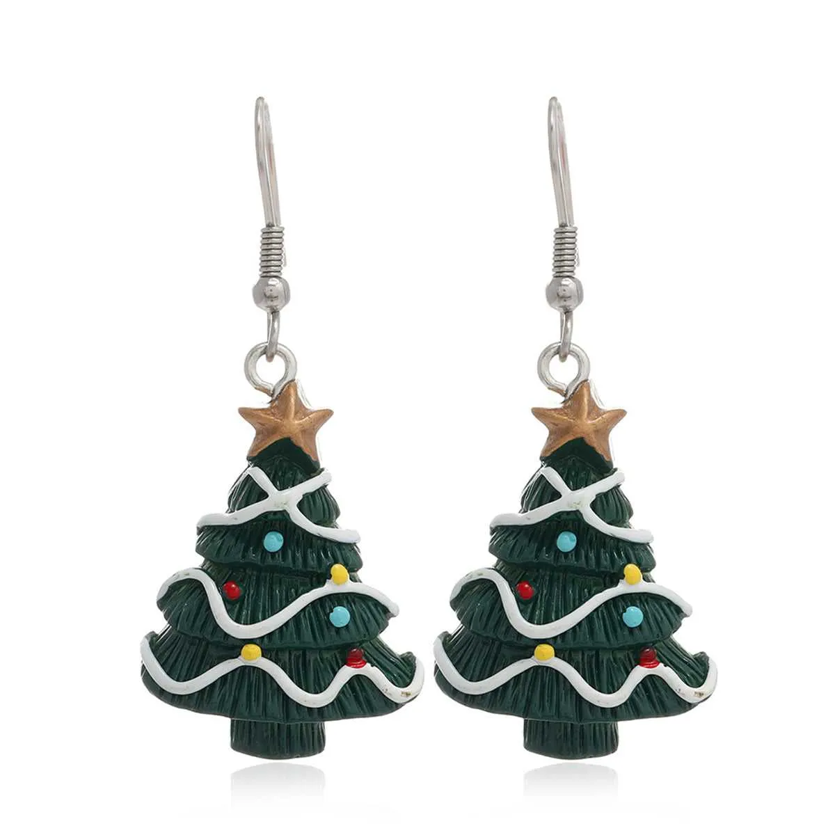 Green Resin & Silvertone Christmas Tree Drop Earrings sold by Zulily product image thumbnail 2