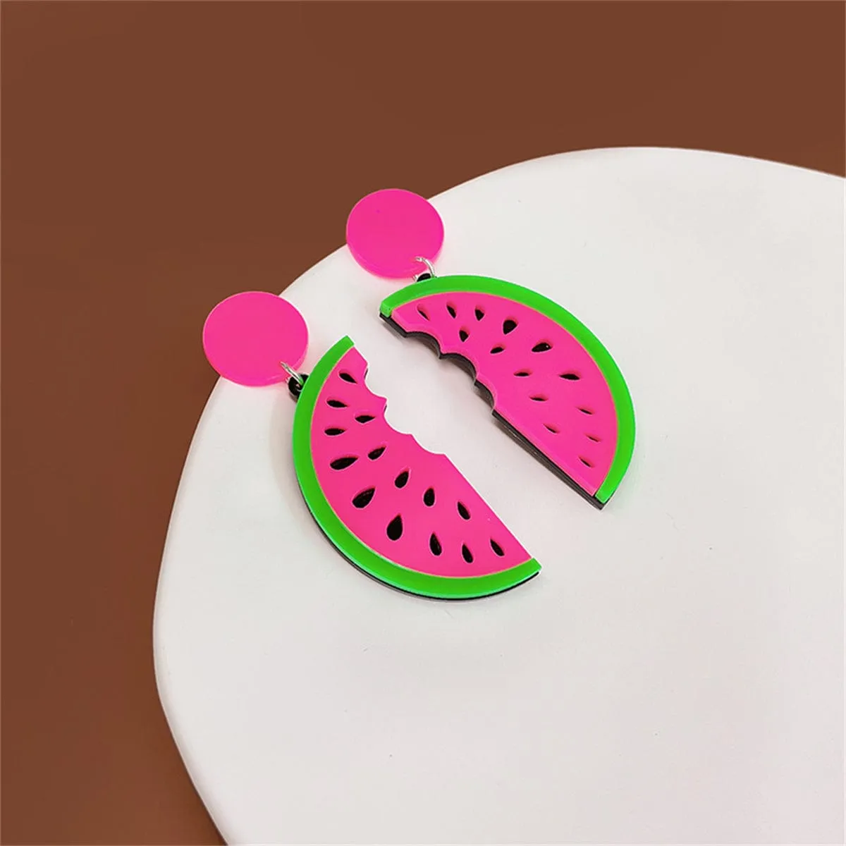 Pink & Green Watermelon Drop Earrings sold by Zulily