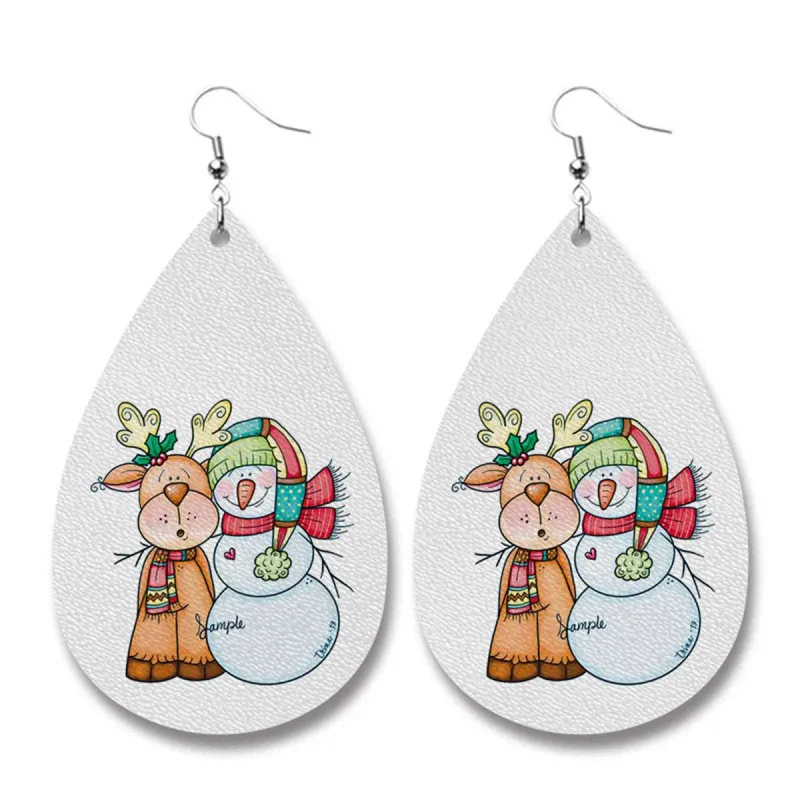White Snowman & Reindeer Teardrop Earrings made by Zulily
