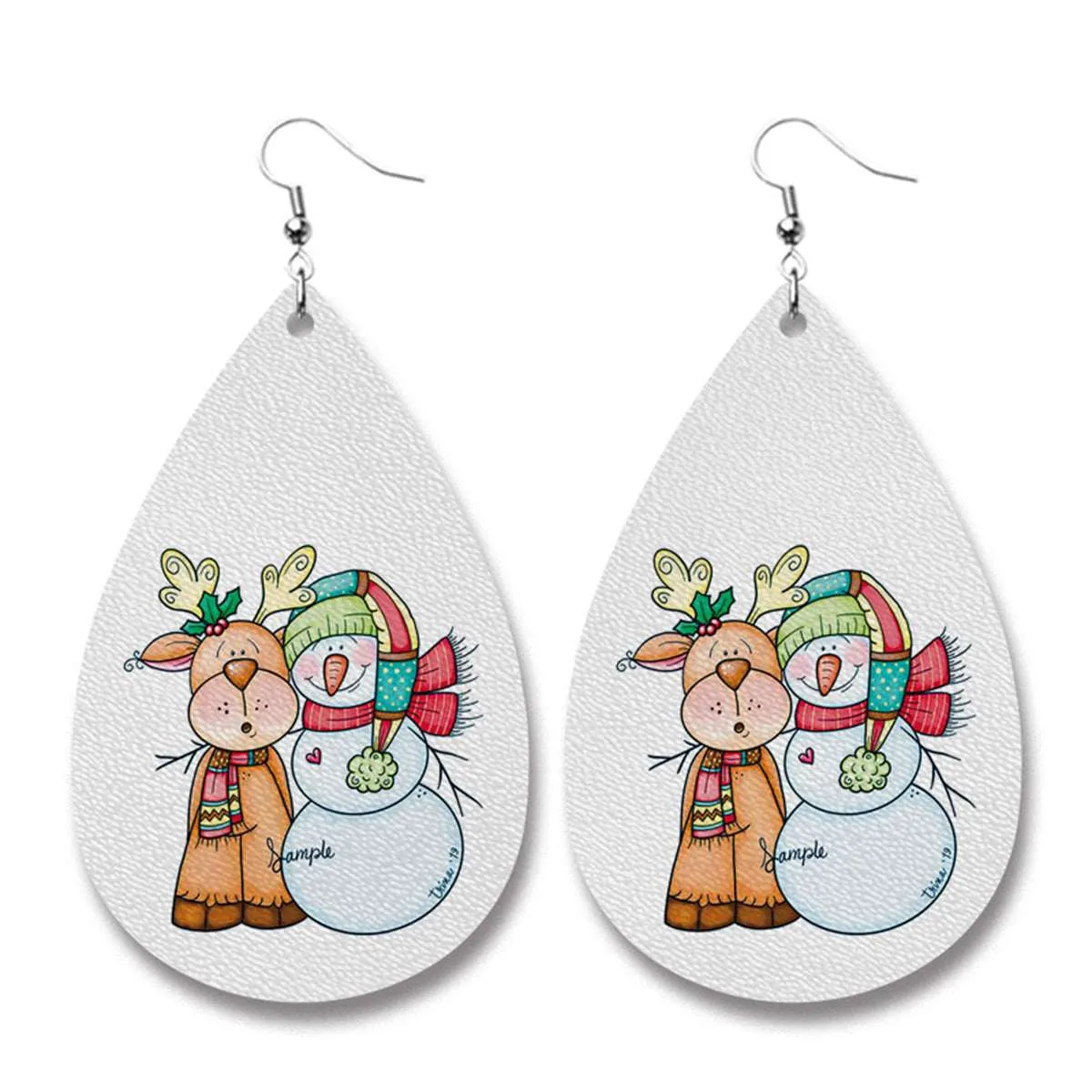 White Snowman & Reindeer Teardrop Earrings sold by Zulily