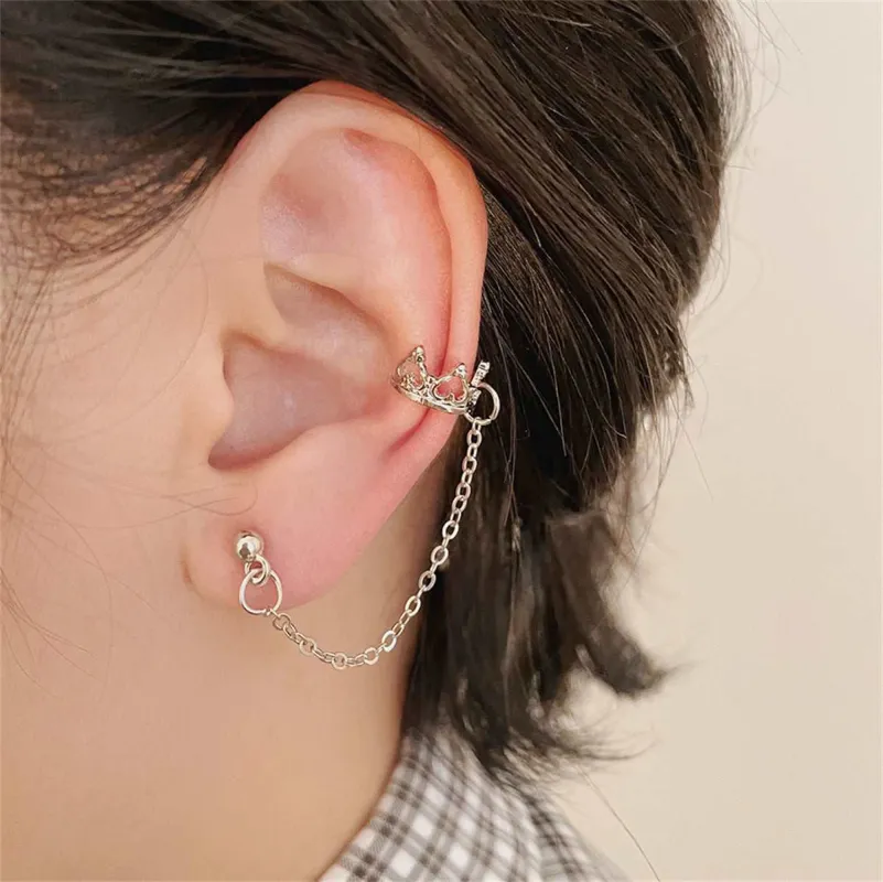 Silvertone Heart Crown Chain Ear Cuff made by Zulily