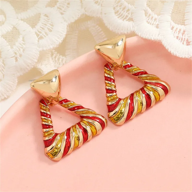 Red & Yellow Enamel Goldtone Twisted Drop Earrings made by Zulily