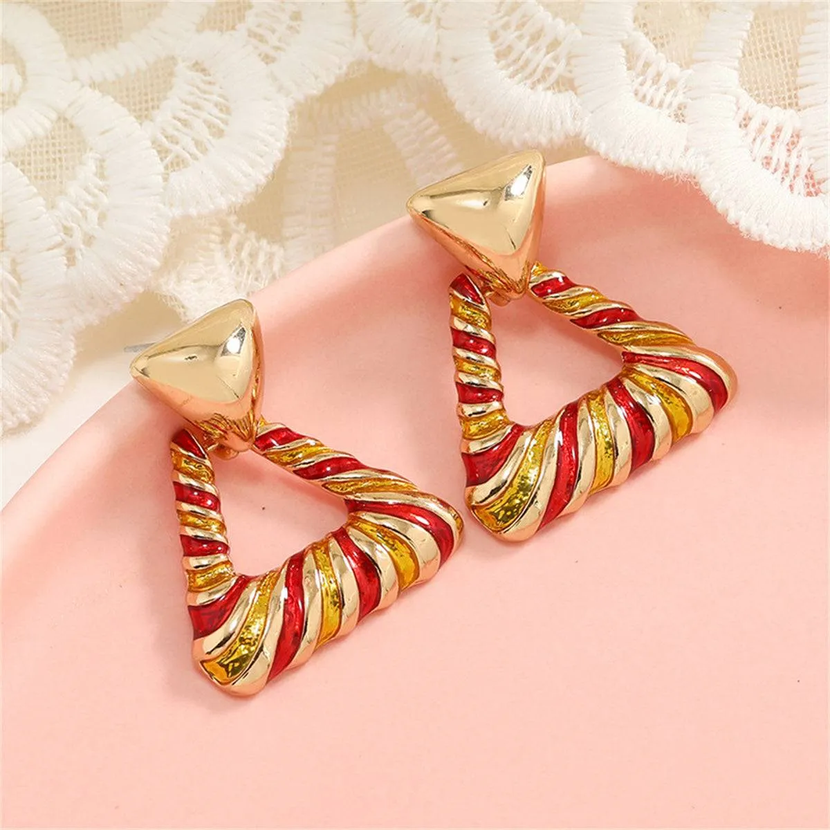 Red & Yellow Enamel Goldtone Twisted Drop Earrings sold by Zulily