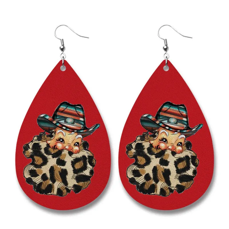 Red Leopard & Silvertone Santa Drop Earrings made by Zulily