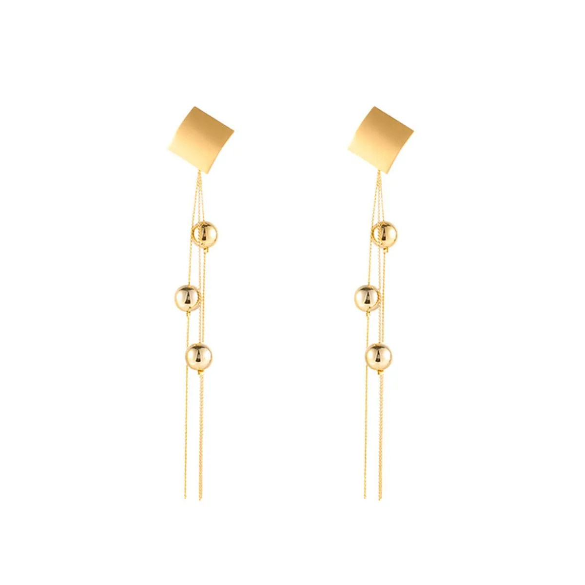 Goldtone Diamond-Shape Beaded Tassel Drop Earrings sold by Zulily product image thumbnail 2