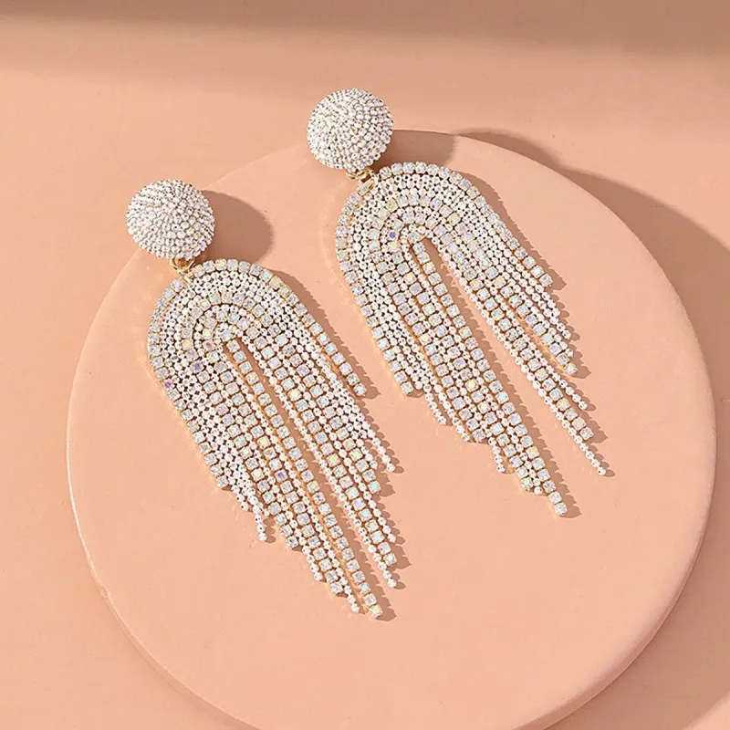 White Acrylic & Cubic Zirconia Goldtone Tassel Drop Earrings made by Zulily