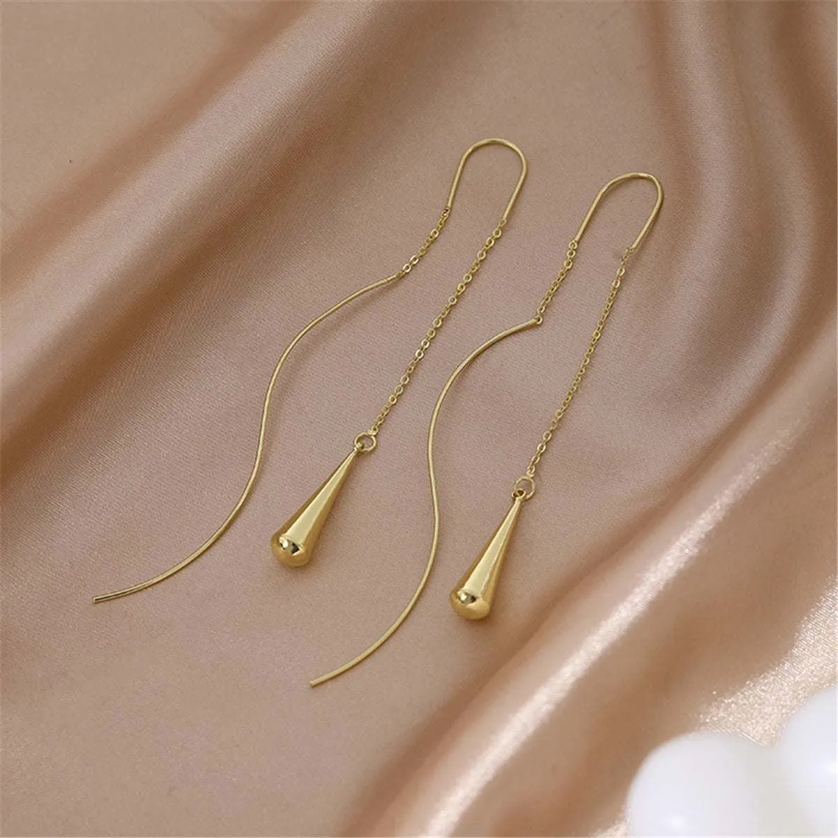 Goldtone Threader Drop Earrings sold by Zulily product image thumbnail 3