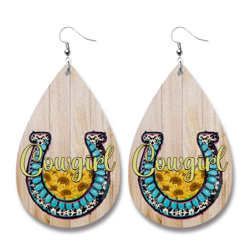 Tan & Blue 'Cowgirl' Teardrop Earrings made by Zulily