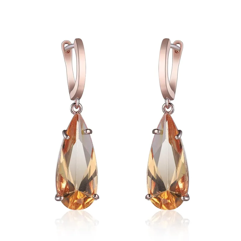 Champagne Crystal & Rose Goldtone Drop Earrings made by Zulily