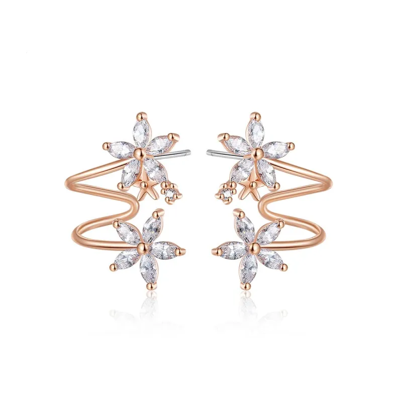 Crystal & Rose Goldtone Double Flower Stud Earrings made by Zulily