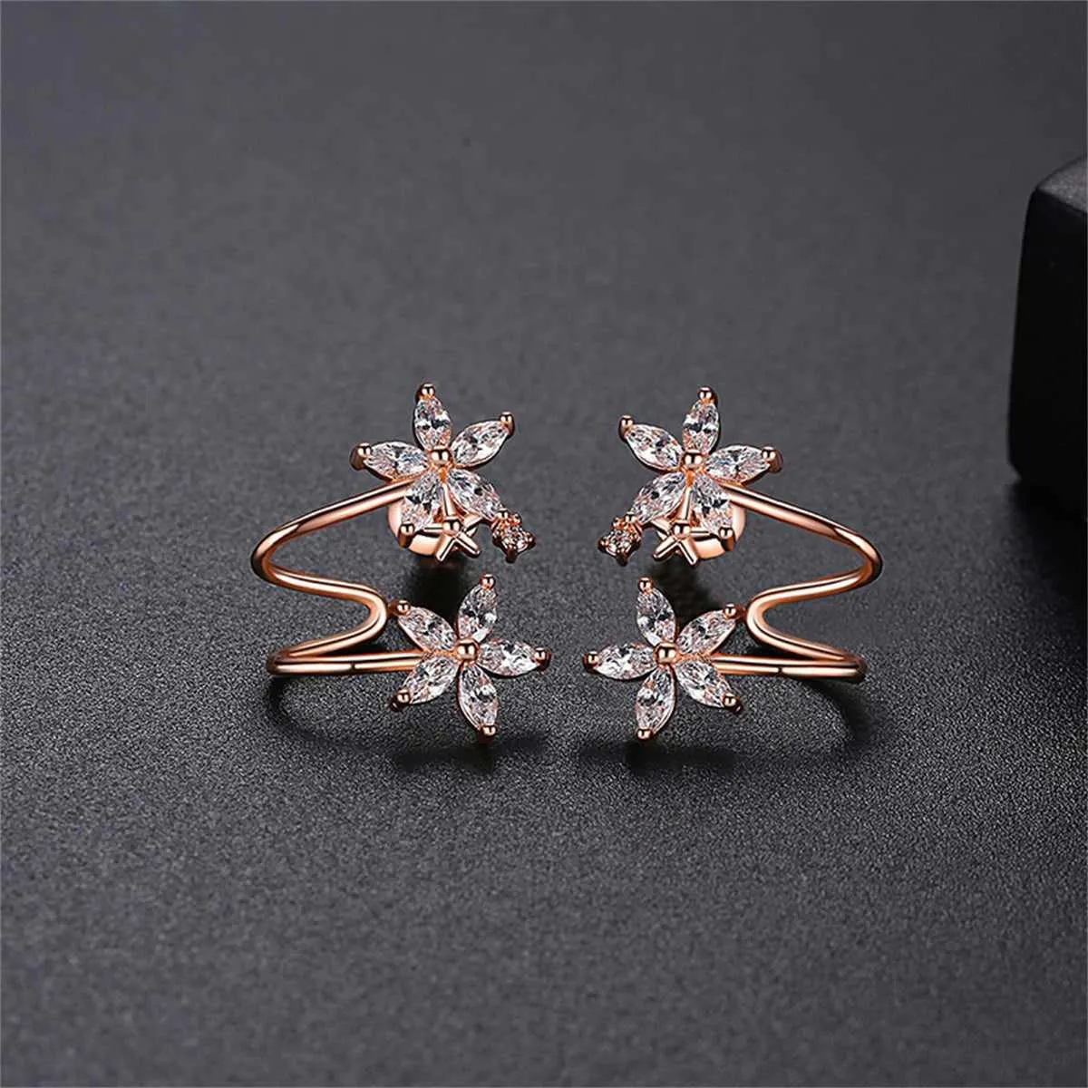 Crystal & Rose Goldtone Double Flower Stud Earrings sold by Zulily product image thumbnail 2