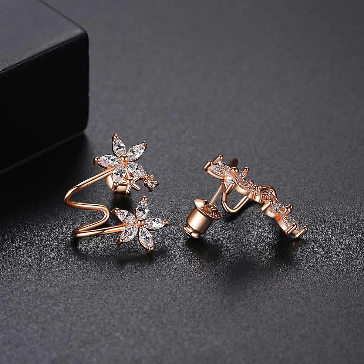Crystal & Rose Goldtone Double Flower Stud Earrings sold by Zulily product image thumbnail 3
